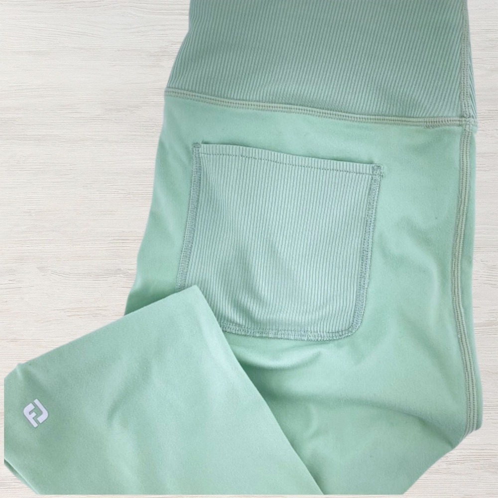 Women Athleisure FJ Medium Jogger Leggings Mint Green Golf Pocket Ribbed Cuff‎